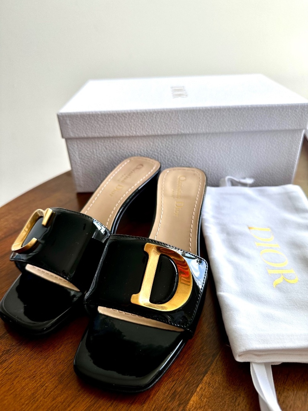 Dior C'est Dior Heeled Slide Black Patent Calfskin